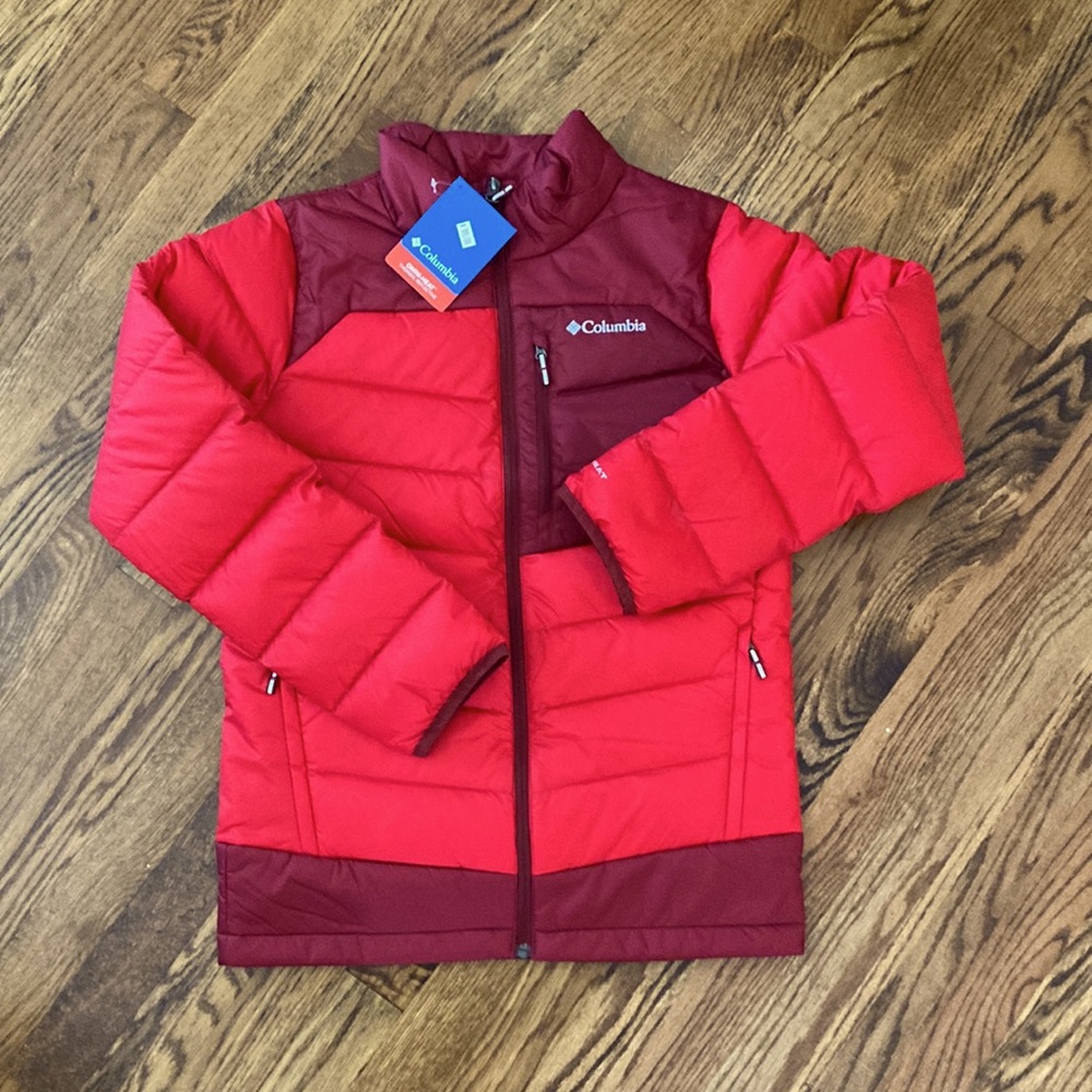 NWT Columbia Winter Jacket Omniheat Youth size Large Red and Maroon
